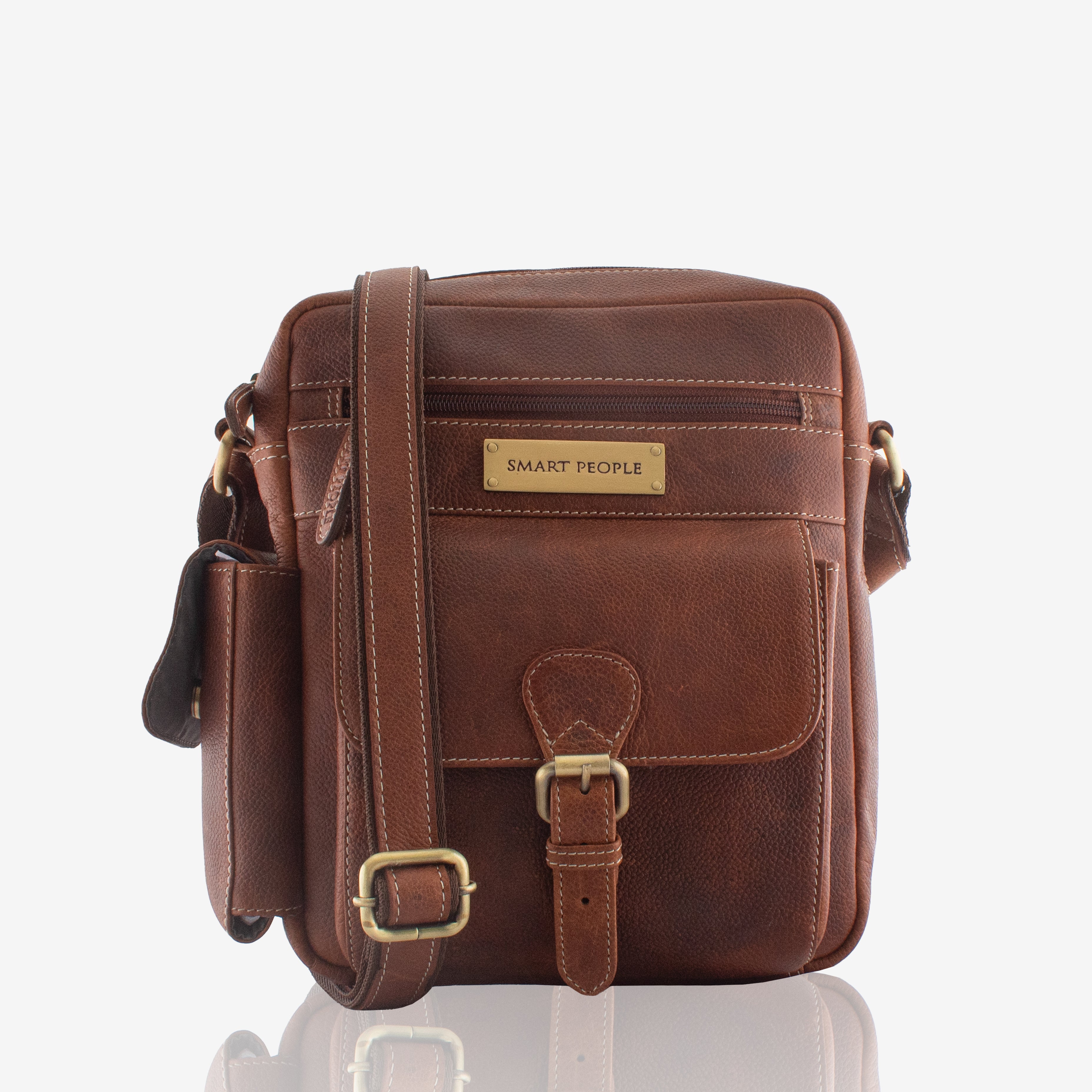 Choco Crunch Leather Unisex Crossbody Bag for Men _Women – Smart