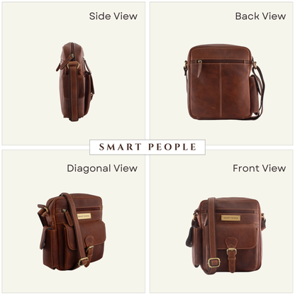 Explorer Choco Crunch Genuine Leather Crossbody Bag for Men – Dimensions | Smart People India