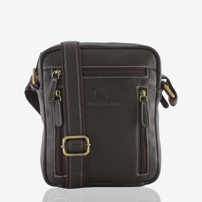 Urbanista Dark Brown Genuine Leather Crossbody Bag for Men – Front View | Smart People India
