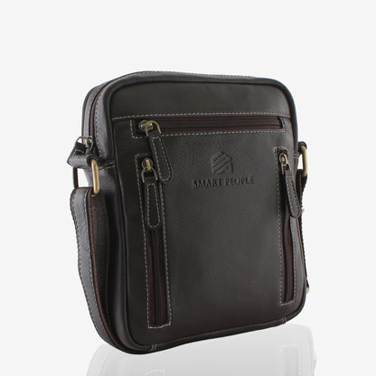 Urbanista Dark Brown Genuine Leather Crossbody Bag for Men | Smart People India