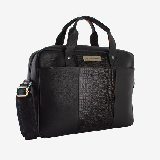 Legend - Croco Black Genuine Leather Laptop Bag for Men | Fits 14/15/16 Inch Laptop/MacBook