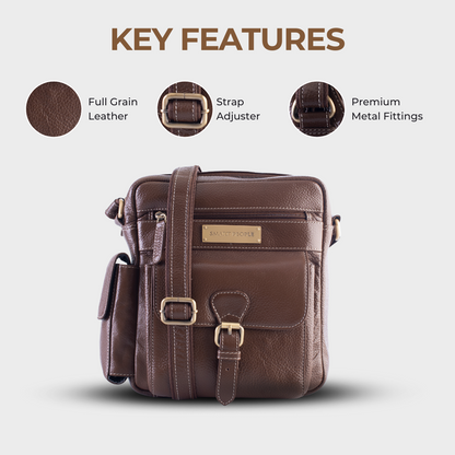 Explorer Brushwood Genuine Leather Crossbody Bag for Men – Dimensions | Smart People India