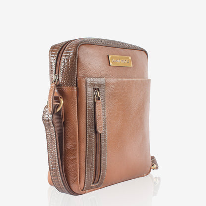 Nomad Tan Genuine Leather Crossbody Bag for Men – Front View | Smart People India