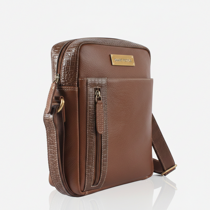 Nomad Tan Genuine Leather Crossbody Bag for Men | Smart People India