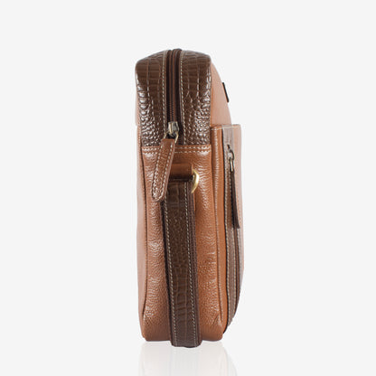 Nomad Tan Genuine Leather Crossbody Bag for Men – Side View | Smart People India
