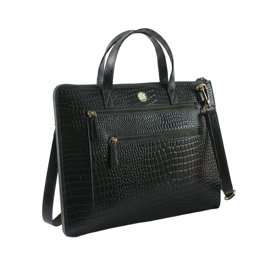 SlimVault Green Genuine Leather Laptop Bag Sleeve | Fits 13/14/15 Inch Laptop/MacBook