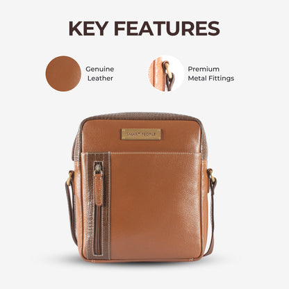 Nomad Tan Genuine Leather Crossbody Bag for Men – Dimensions | Smart People India