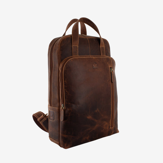Sharq - Tan Hunter Genuine Leather Backpack for Men | Fits 14/15/16 Inch Laptop/MacBook