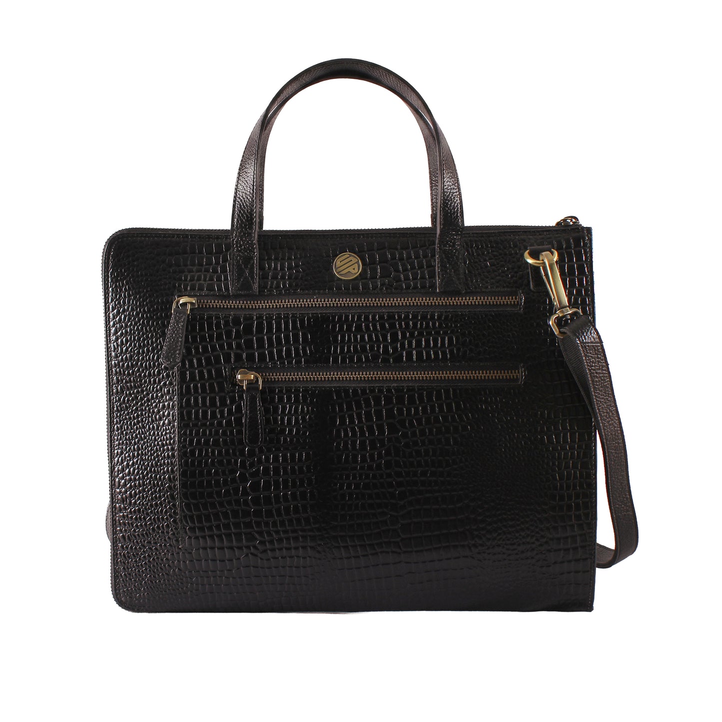 SlimVault Black Genuine Leather Laptop Bag Sleeve | Fits 13/14/15 Inch Laptop/MacBook