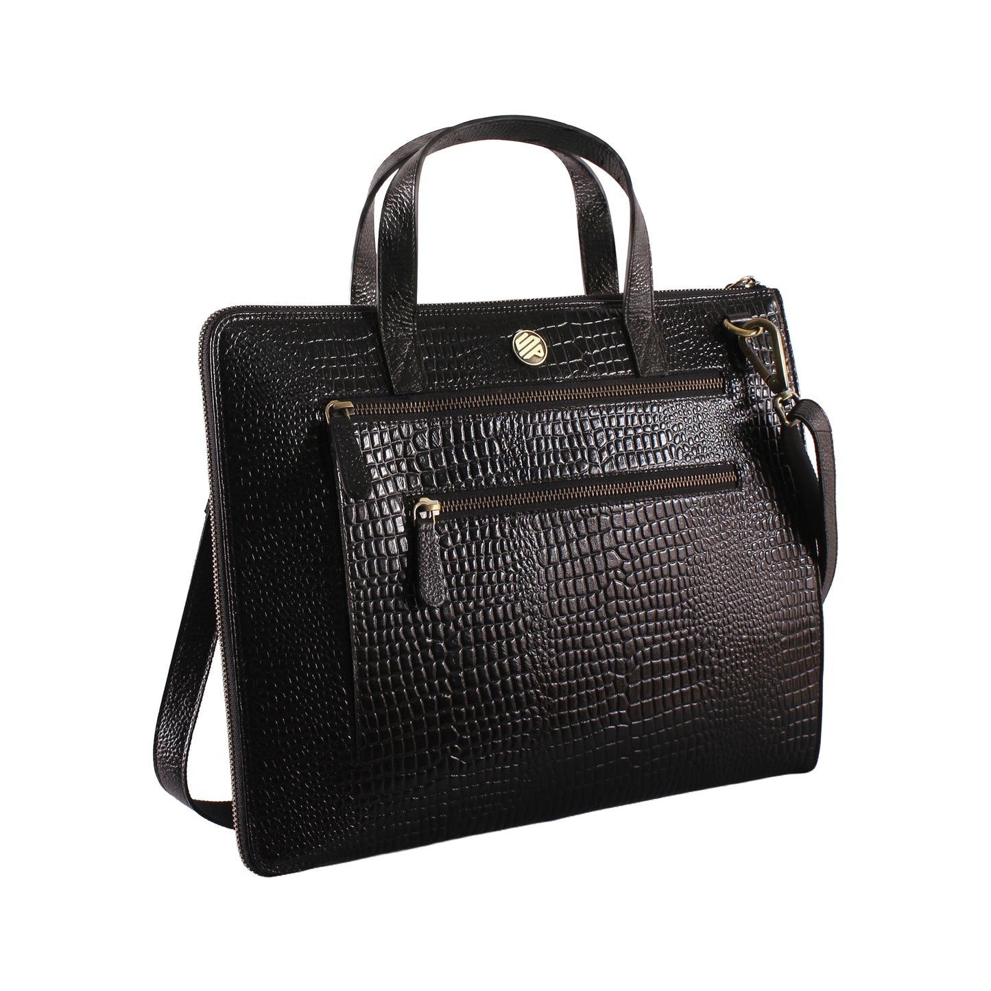 SlimVault Black Genuine Leather Laptop Bag Sleeve | Fits 13/14/15 Inch Laptop/MacBook