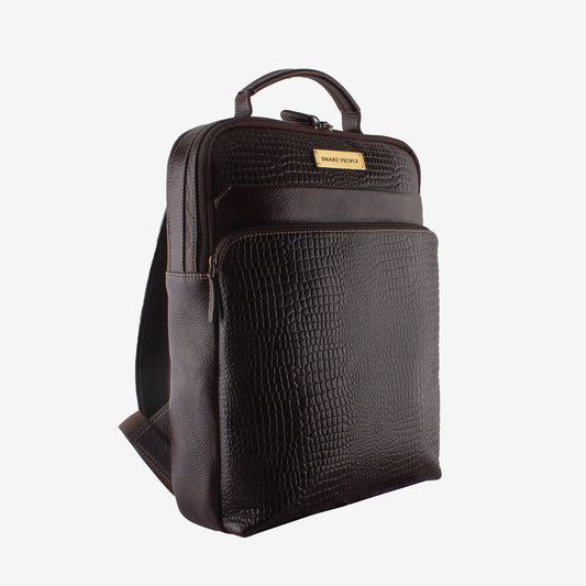 Avion - Croco Brown Genuine Leather Backpack for Men | Fits 14/15/16 Inch Laptop/MacBook