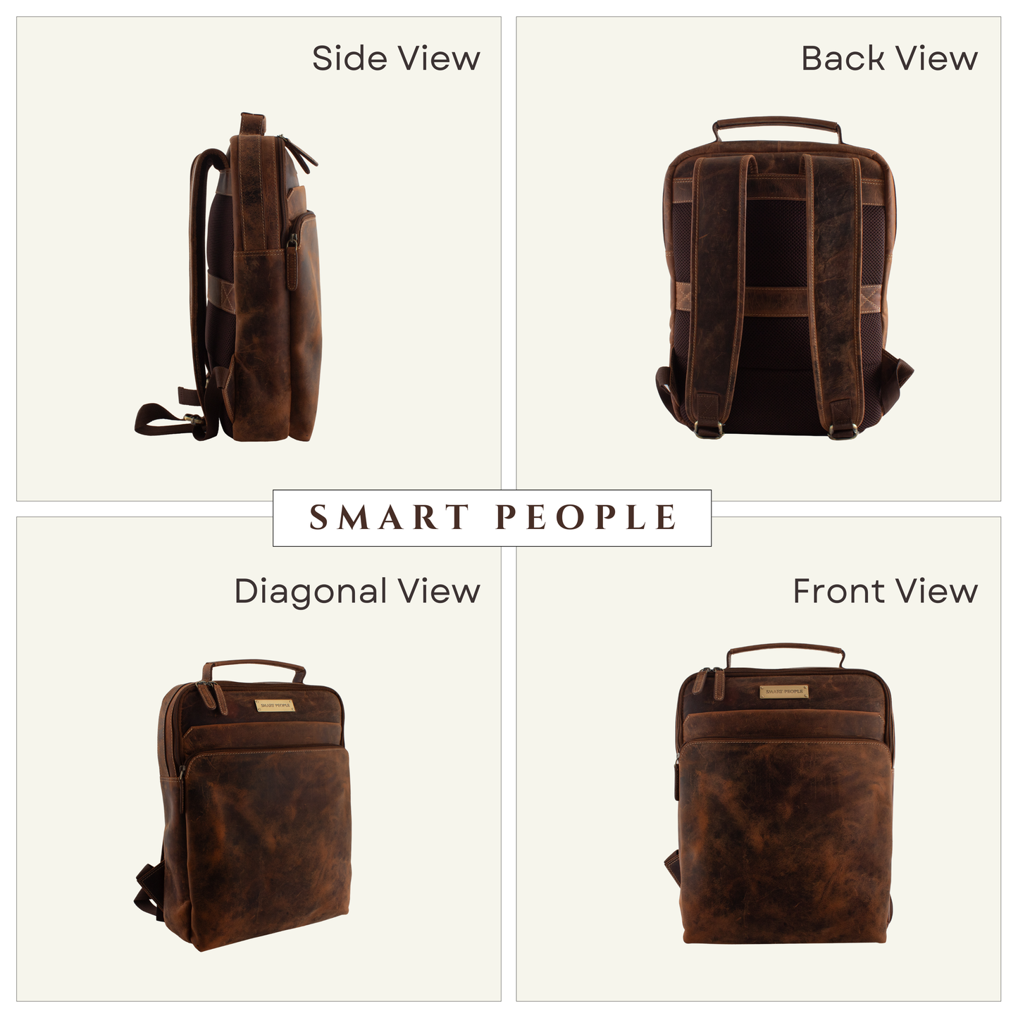 Avion - Brown Hunter Genuine Leather Backpack for Men | Fits 14/15/16 Inch Laptop/MacBook