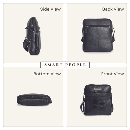 Voyager - Black Leather Crossbody Bag
