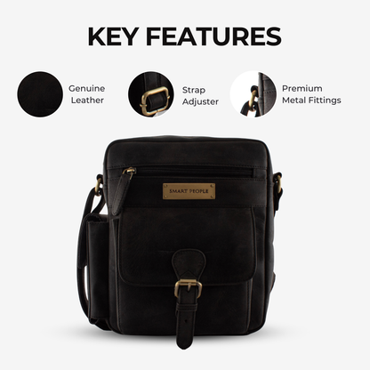 Explorer Slate Hunter Genuine Leather Crossbody Bag for Men – Dimensions | Smart People India