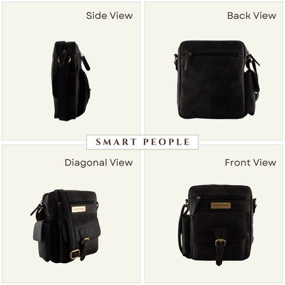 Explorer Slate Hunter Genuine Leather Crossbody Bag for Men – Front View | Smart People India