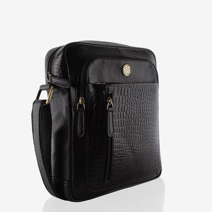 Zenith Black Genuine Leather Crossbody Bag for Men | Smart People India