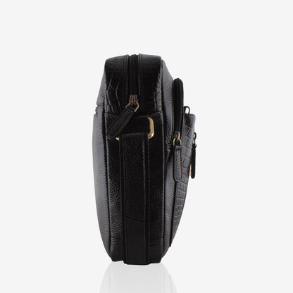 Zenith Black Genuine Leather Crossbody Bag for Men – Back View | Smart People India
