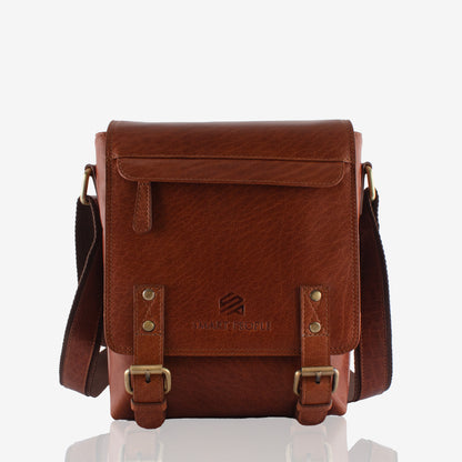 Altair Tan Genuine Leather Crossbody Bag for Men – Back View | Smart People India