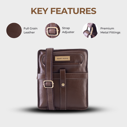 Adventurer Brushwood Genuine Leather Crossbody Bag for Men – Dimensions | Smart People India