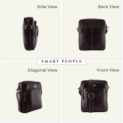 Zenith Brown Genuine Leather Crossbody Bag for Men – Dimensions | Smart People India