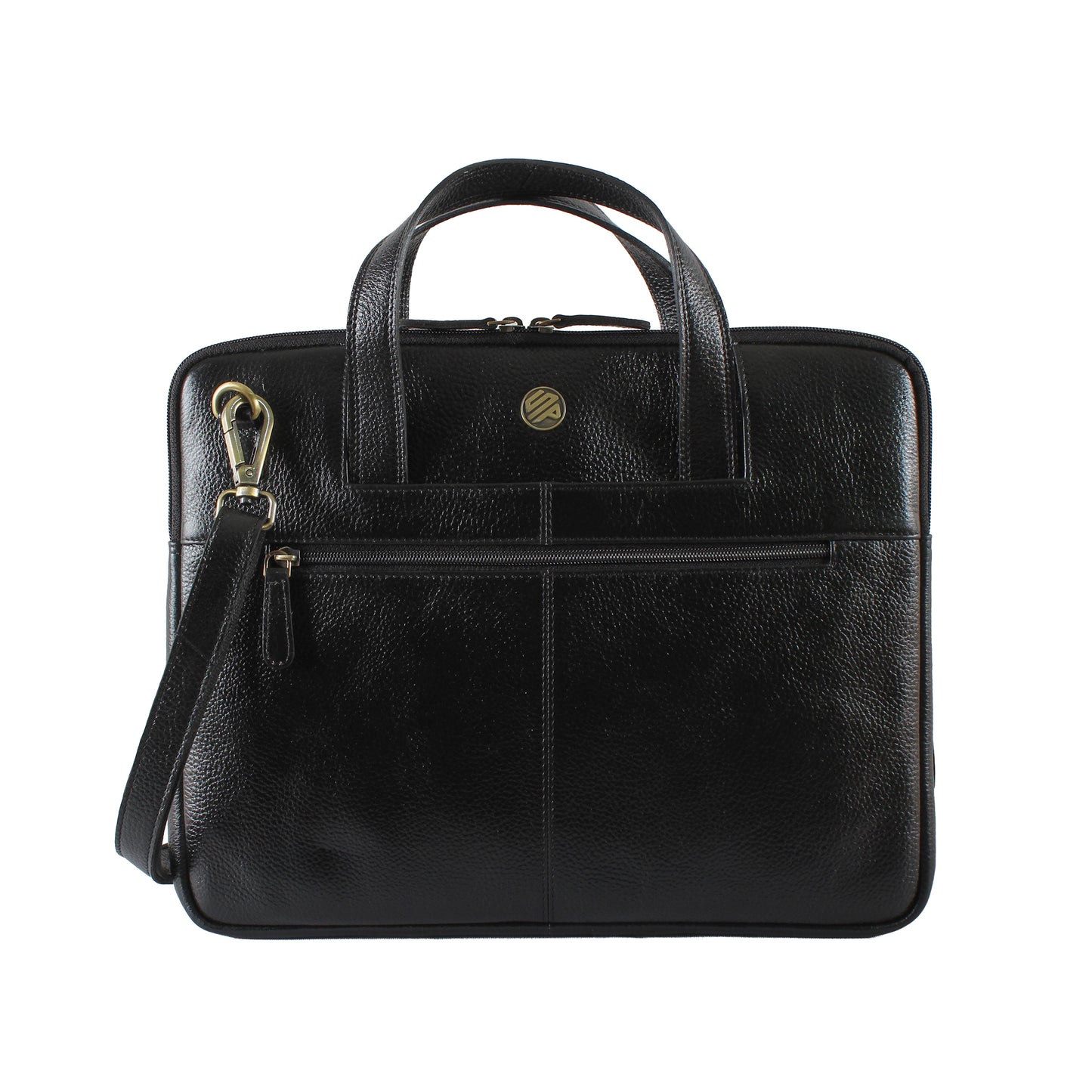 Tuxedo Black Genuine Leather Laptop Bag Sleeve | Fits 13/14/15 Inch Laptop/MacBook