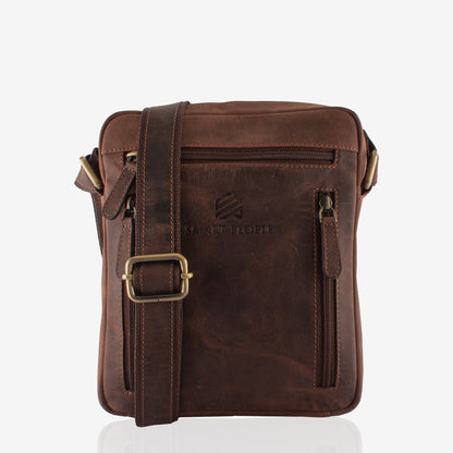 Urbanista Hunter Brown Genuine Leather Crossbody Bag for Men – Side View | Smart People India
