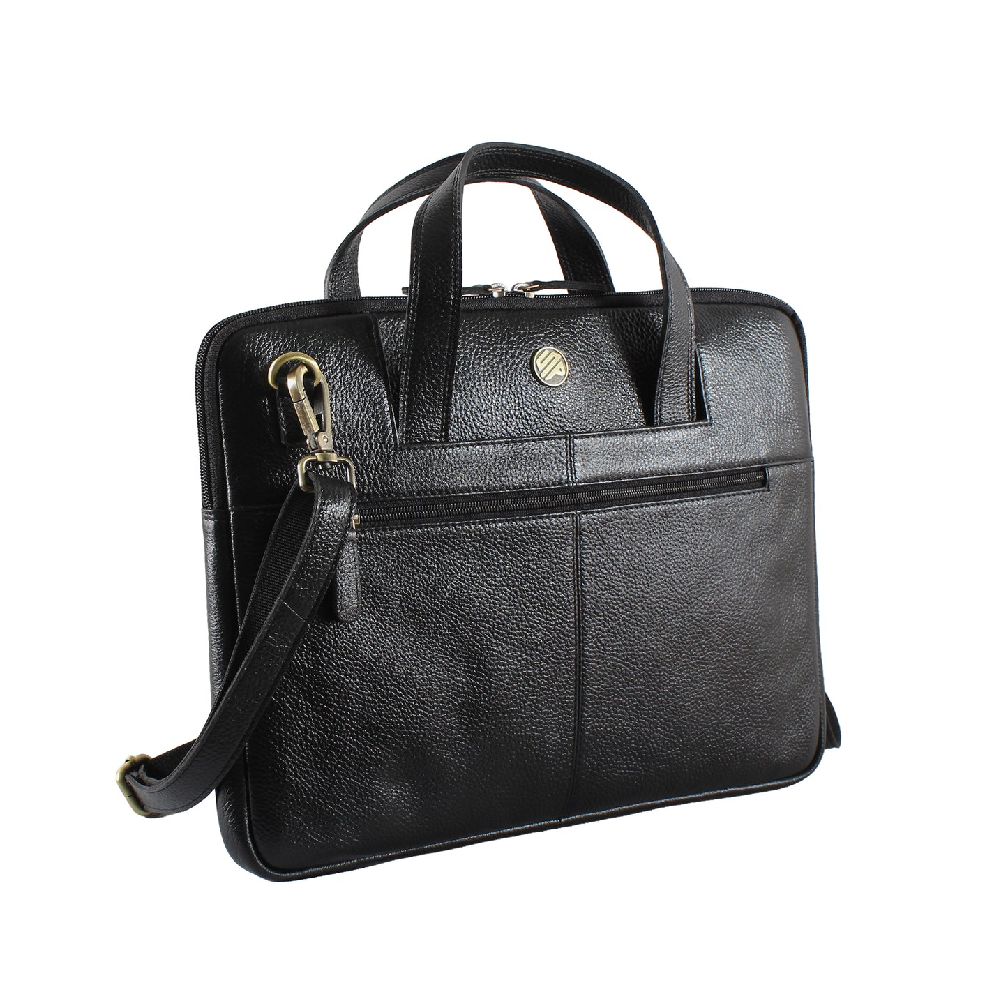 Tuxedo Black Genuine Leather Laptop Bag Sleeve | Fits 13/14/15 Inch Laptop/MacBook