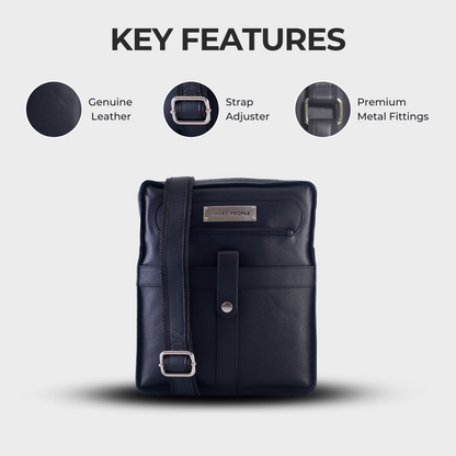 Adventurer Black Genuine Leather Crossbody Bag for Men – Dimensions | Smart People India