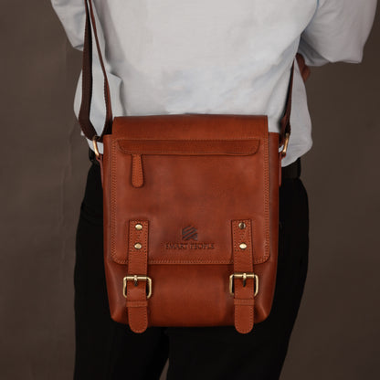 Altair Tan Genuine Leather Crossbody Bag for Men – Interior View | Smart People India
