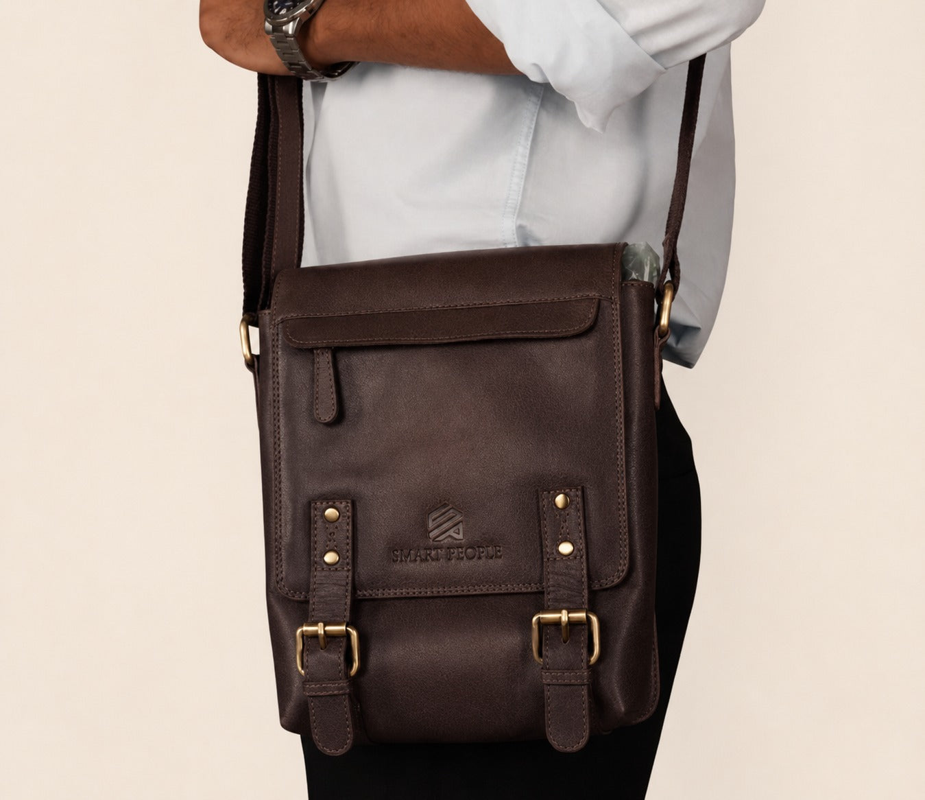 ALTAIR - Dark Brown Leather Crossbody Bag