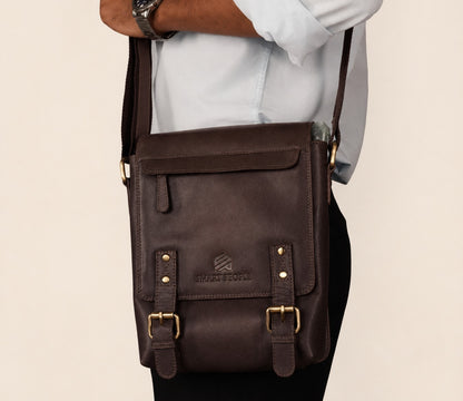 ALTAIR - Dark Brown Leather Crossbody Bag