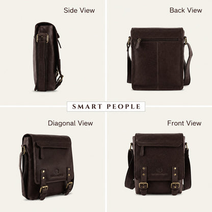 ALTAIR - Dark Brown Leather Crossbody Bag