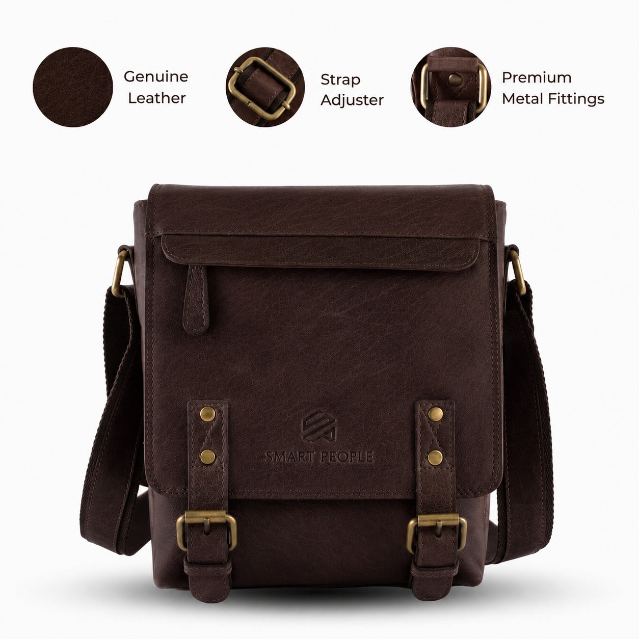 ALTAIR - Dark Brown Leather Crossbody Bag