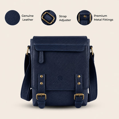 ALTAIR - Navy Blue Leather Crossbody Bag