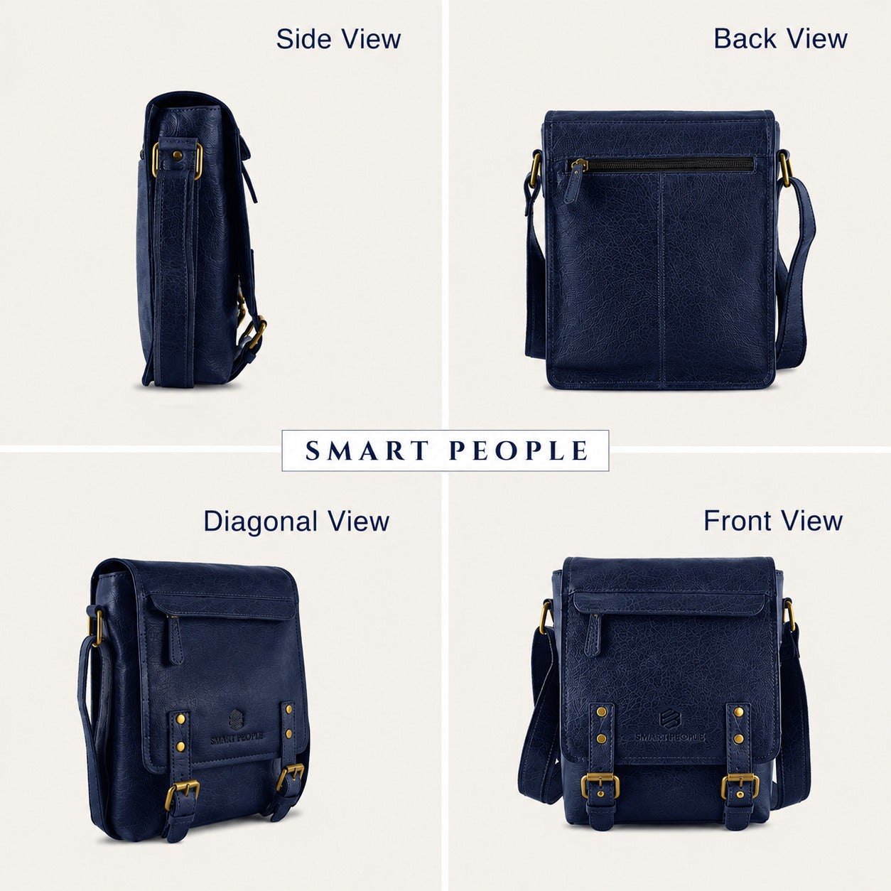 ALTAIR - Navy Blue Leather Crossbody Bag