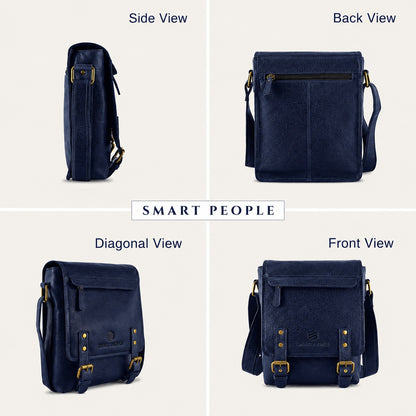 ALTAIR - Navy Blue Leather Crossbody Bag