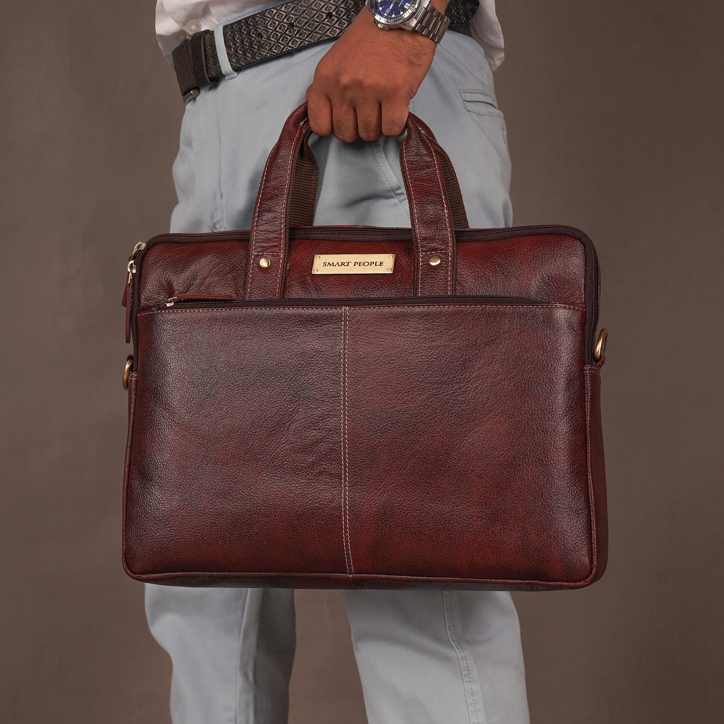 brown leather laptop bag