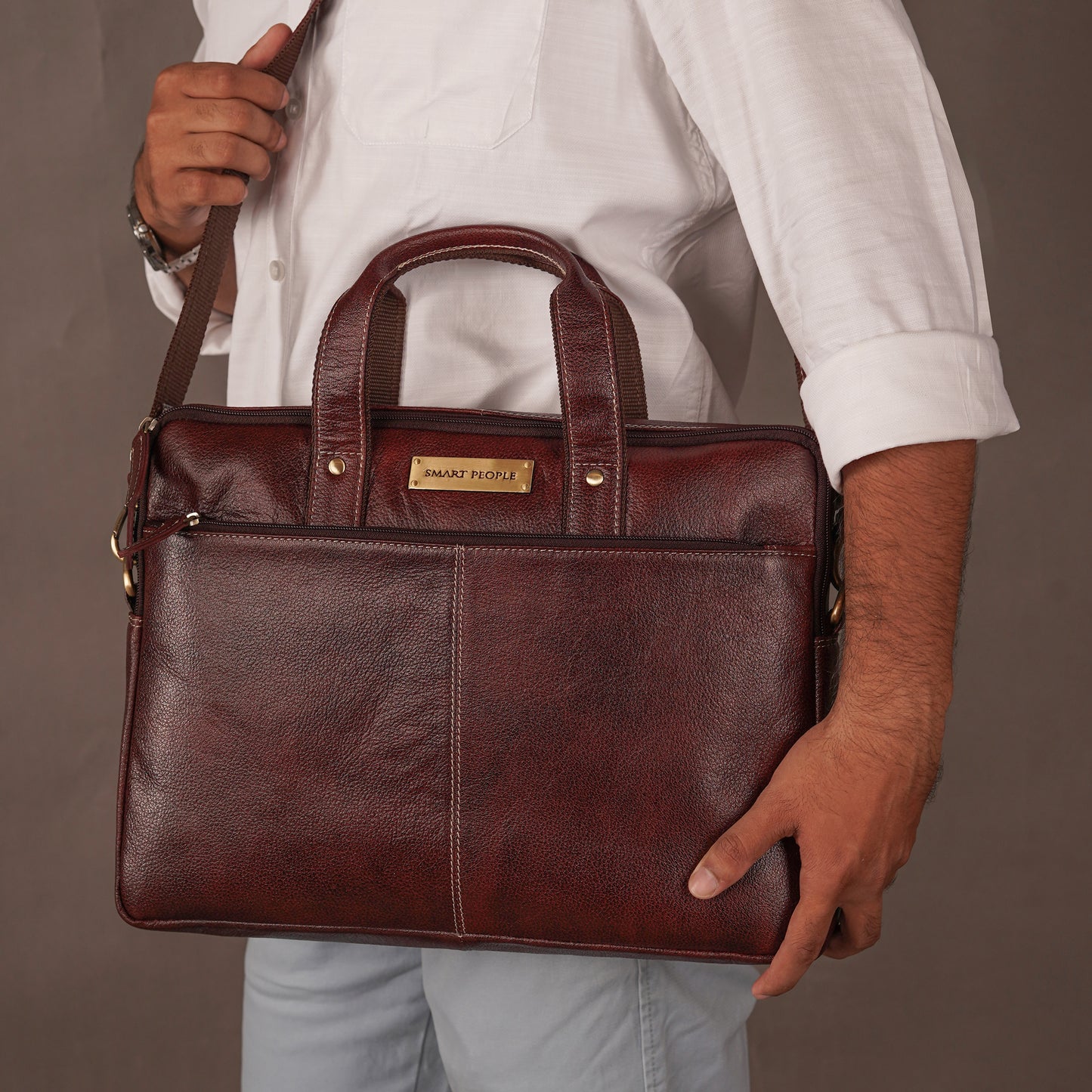 brown leather laptop bag