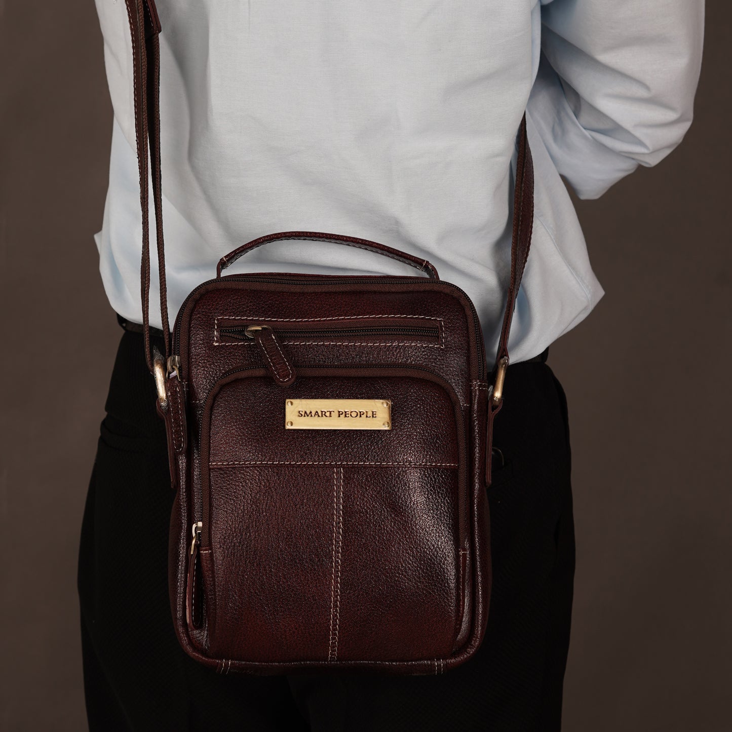 brown leather crossbody bag