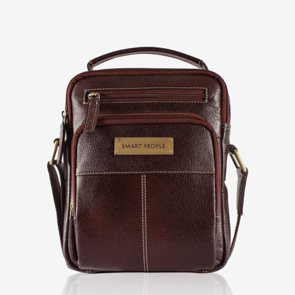 Axis Brown Genuine Leather Crossbody Bag for Men – Side View | Smart People India