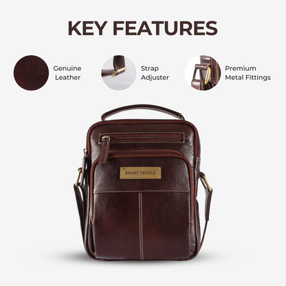 Axis Brown Genuine Leather Crossbody Bag for Men – Dimensions | Smart People India