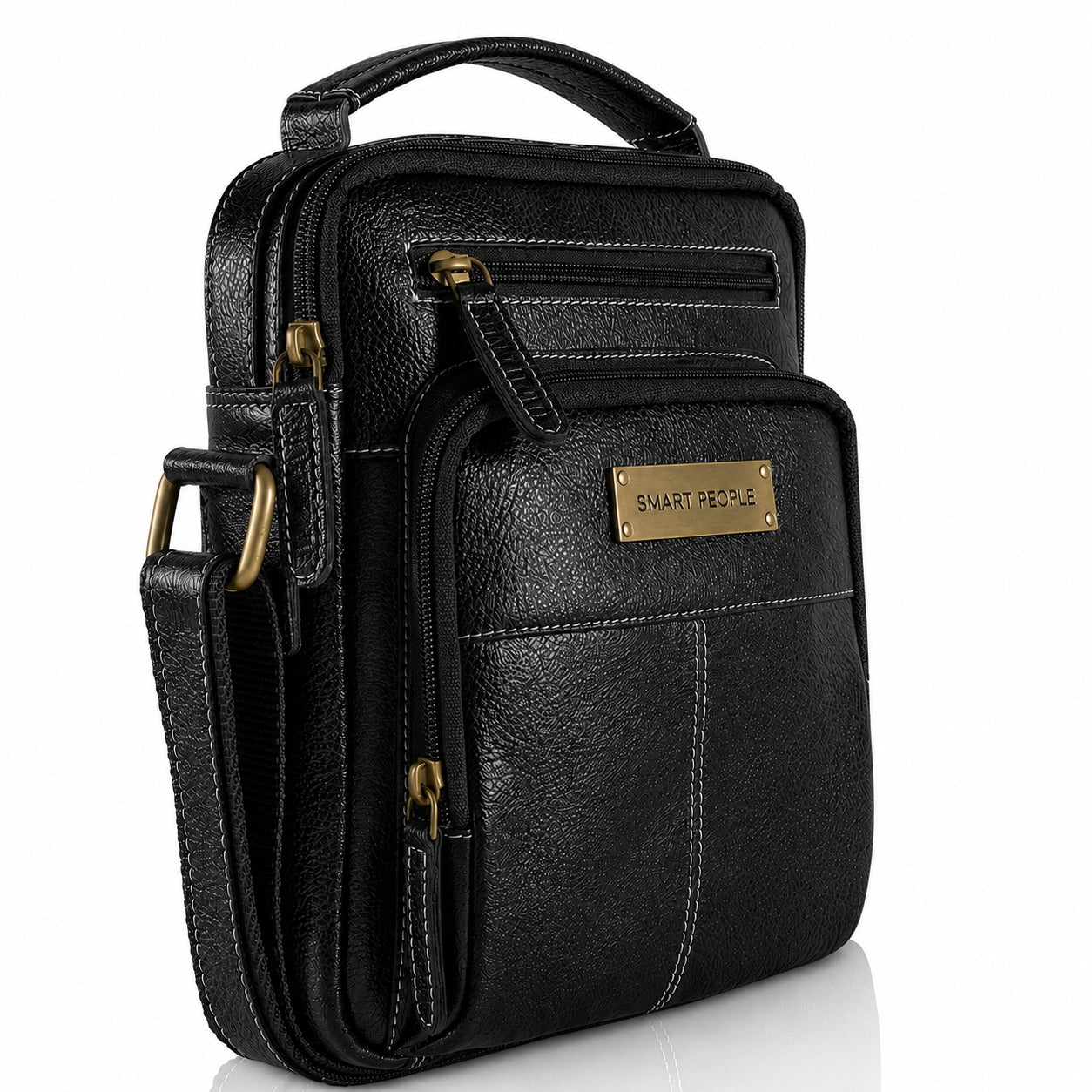 Axis -  Black Leather Crossbody Bag
