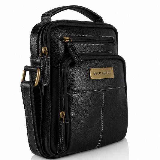 Axis Black Genuine Leather Crossbody Bag for Men | Smart People India