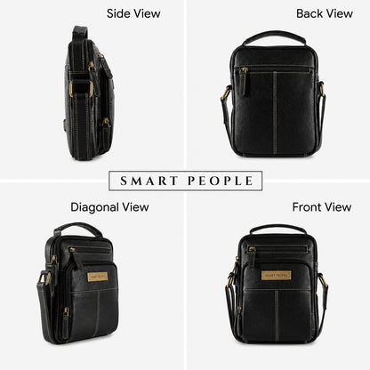 Axis -  Black Leather Crossbody Bag