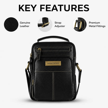 Axis -  Black Leather Crossbody Bag