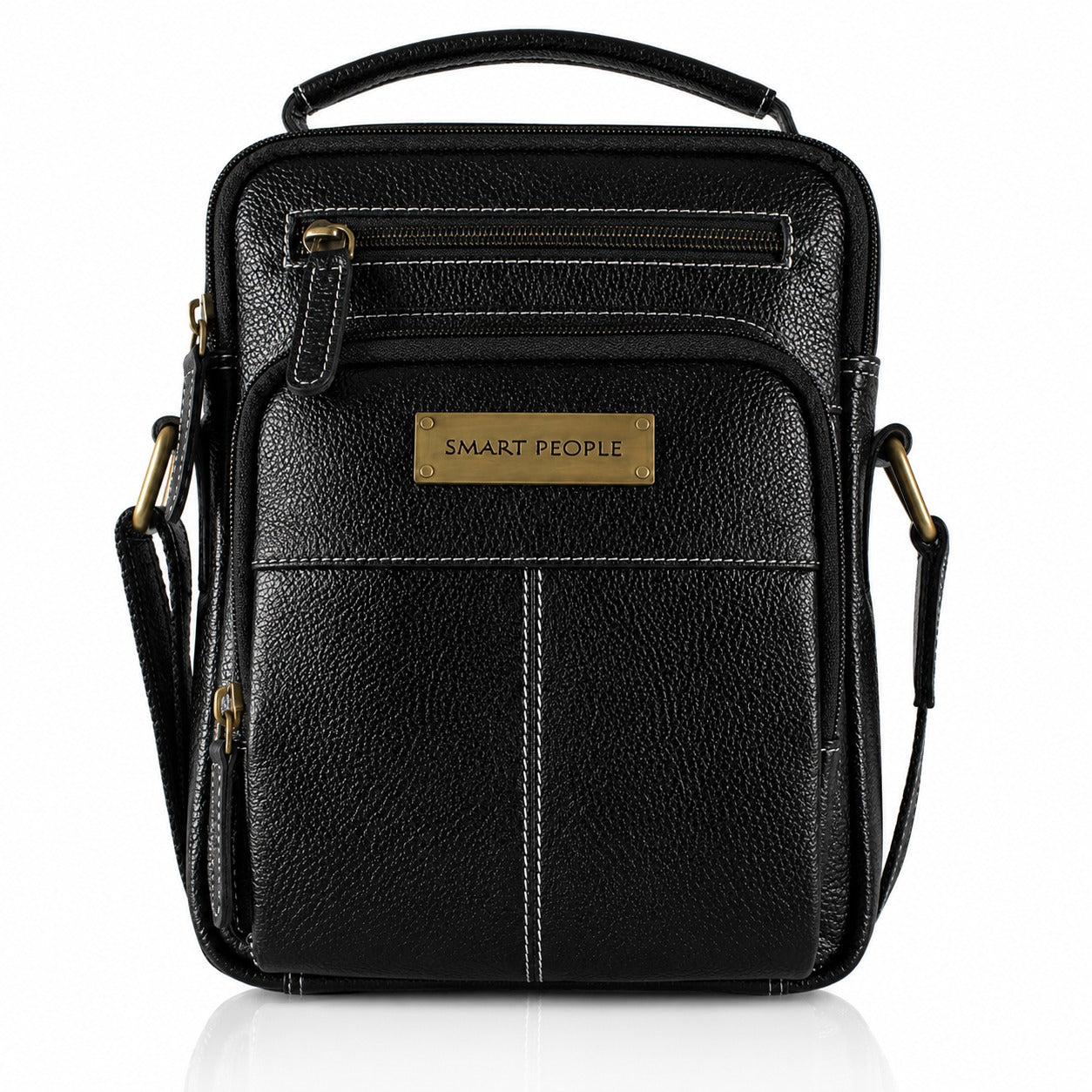 Axis -  Black Leather Crossbody Bag