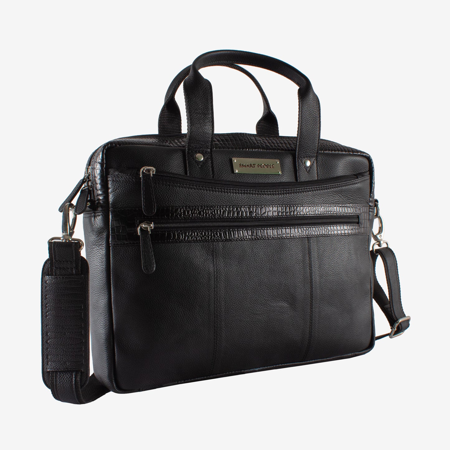 banker black leather laptop bag