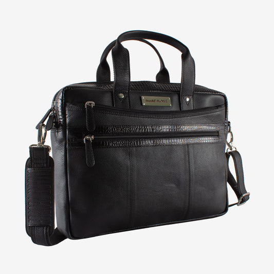 banker black leather laptop bag