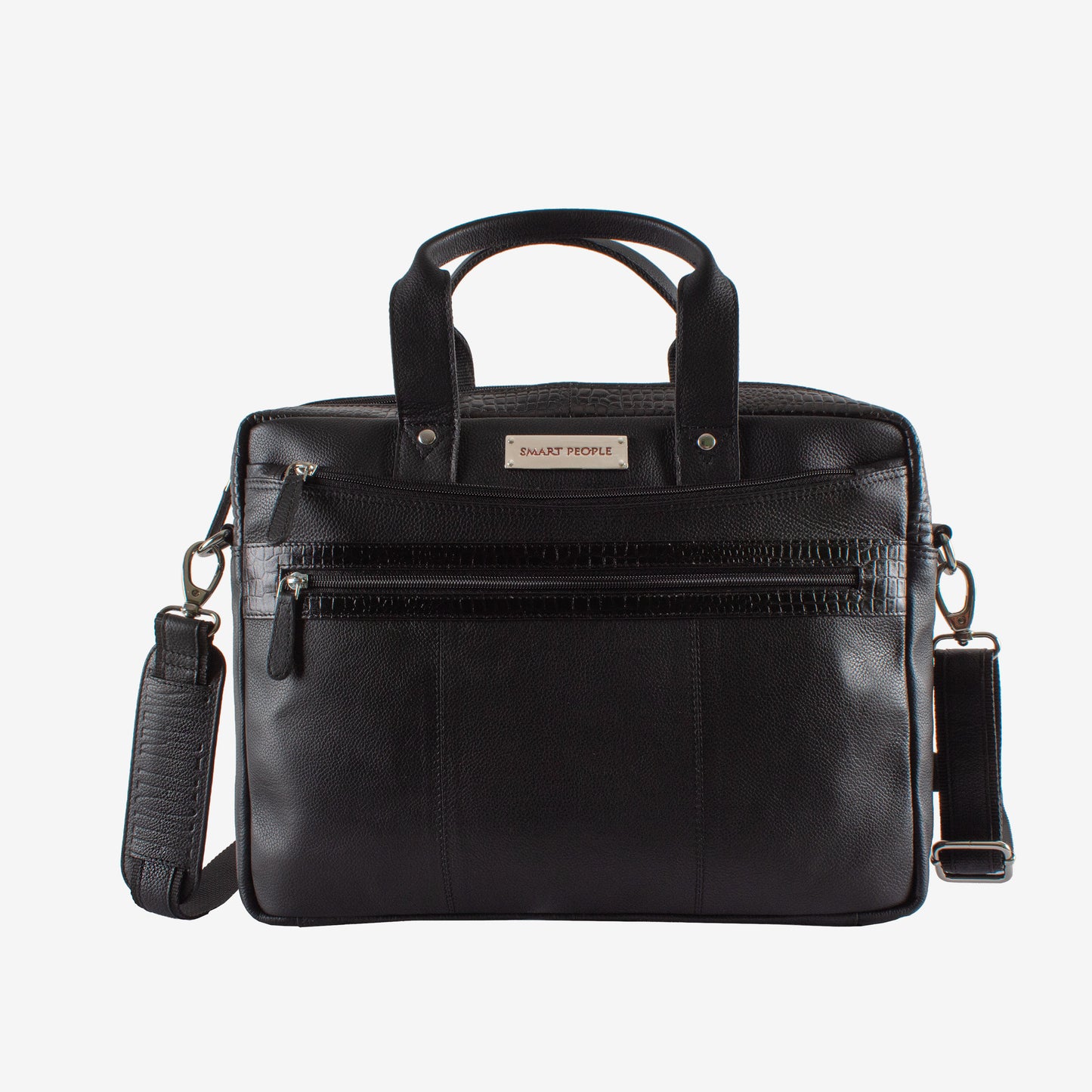 banker black leather laptop bag