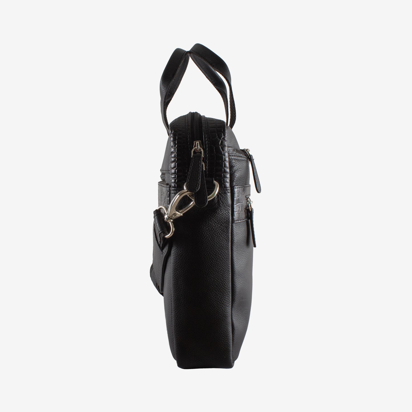 banker black leather laptop bag